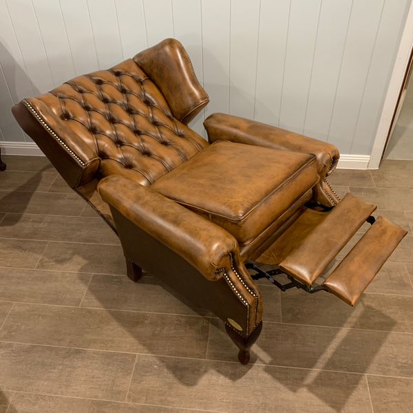 Leather wingback sales chair recliner